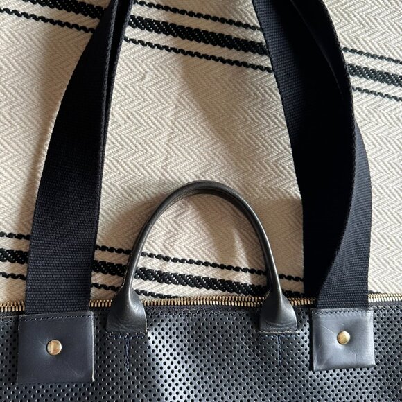Clare V. Le Zip Sac in Black Perf Leather w/Black  Cotton Webbing Straps - Picture 8 of 9